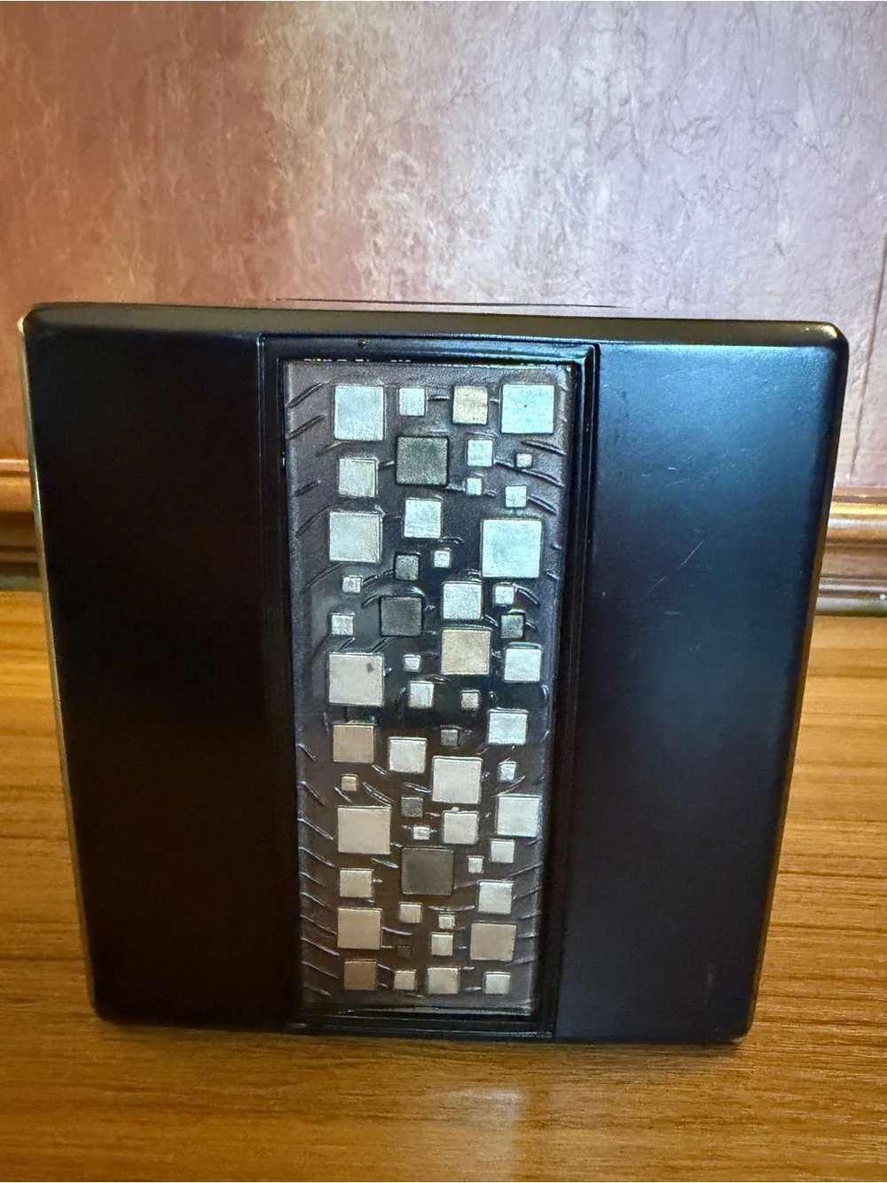 Croscill Mosaic Tissue Box Cover Square Boutique Espresso Brown Resin Holder EUC